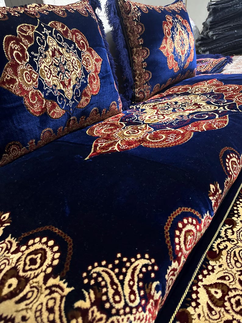 Afghan Toshak Velvet Floor Sofa Cover with Pillow Covers (3pcs) image 8