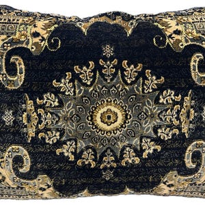 Oriental Viscose Blend pillow: Turkmen Design, Black Accent (55x80 cm)