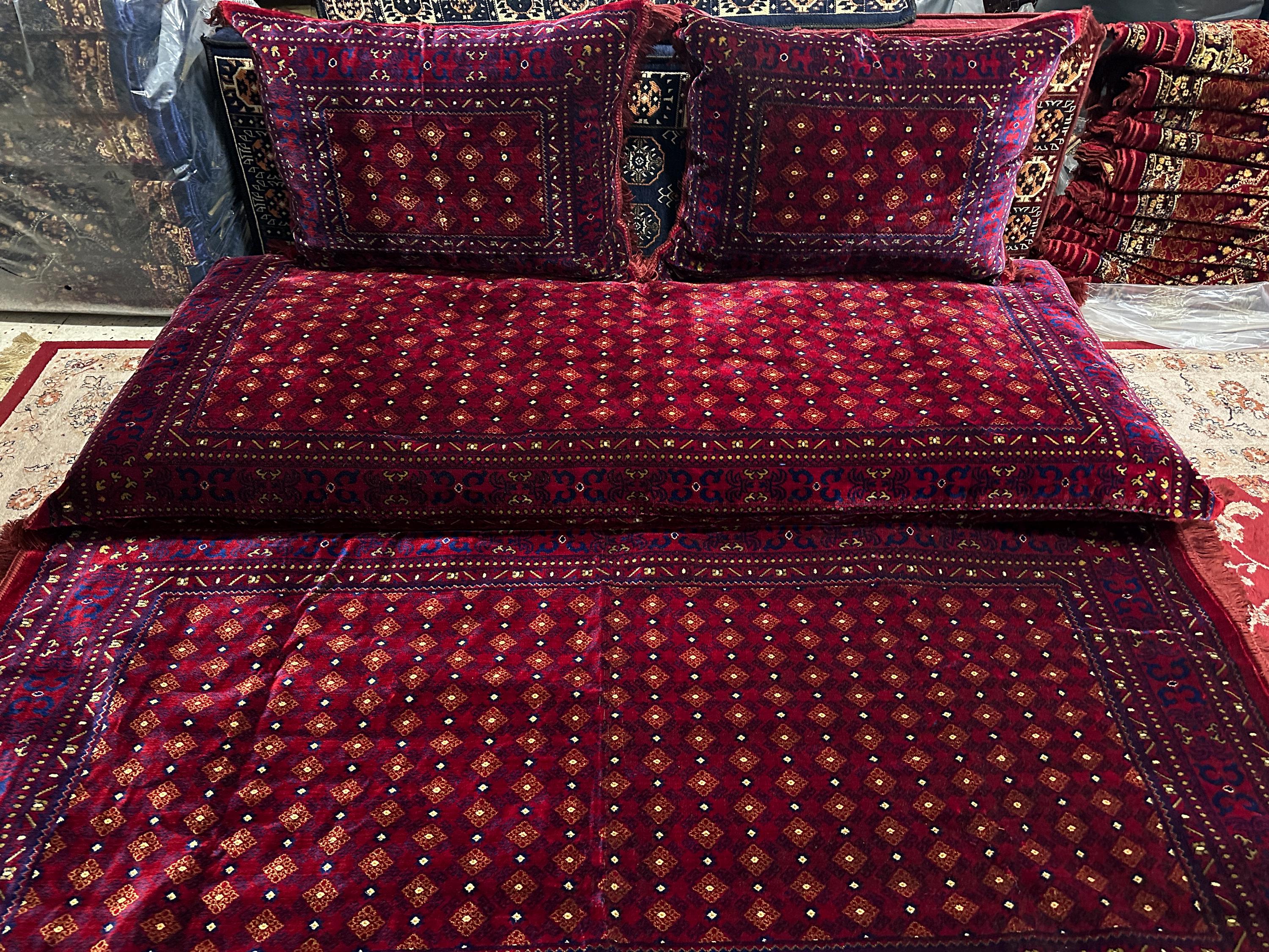 Set of 1 floor sofa cover + 2 pillows covers Afghan tohsak, Arabic Moroccan Diwan Majlis Jalsa, gift for new afghan couple (cover only 3pcs