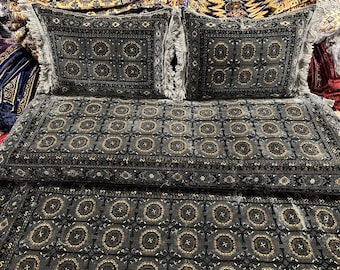 Set of 1 floor sofa cover + 2 pillows covers Afghan tohsak, Arabic Moroccan Diwan Majlis Jalsa, gift for new afghan couple (cover only 3pcs