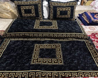 Afghan Toshak Velvet Floor Sofa Cover Set, Moroccan Arabic Cushions