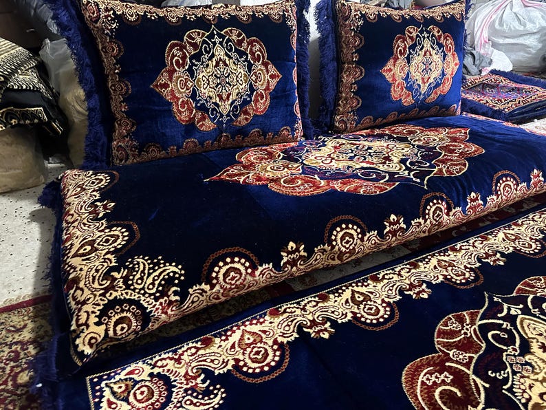 Afghan Toshak Velvet Floor Sofa Cover with Pillow Covers (3pcs) image 6