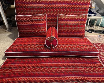 Afghan Toshak Velvet Floor Sofa Cover Set: Moroccan Diwan Majlis Jalsa (Cover Only)