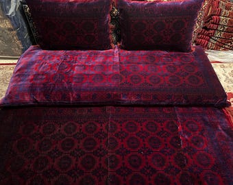 Set of 1 floor sofa cover + 2 double side pillows covers Afghan tohsak, Arabic Moroccan , gift for new afghan couple (cover only 3pcs)