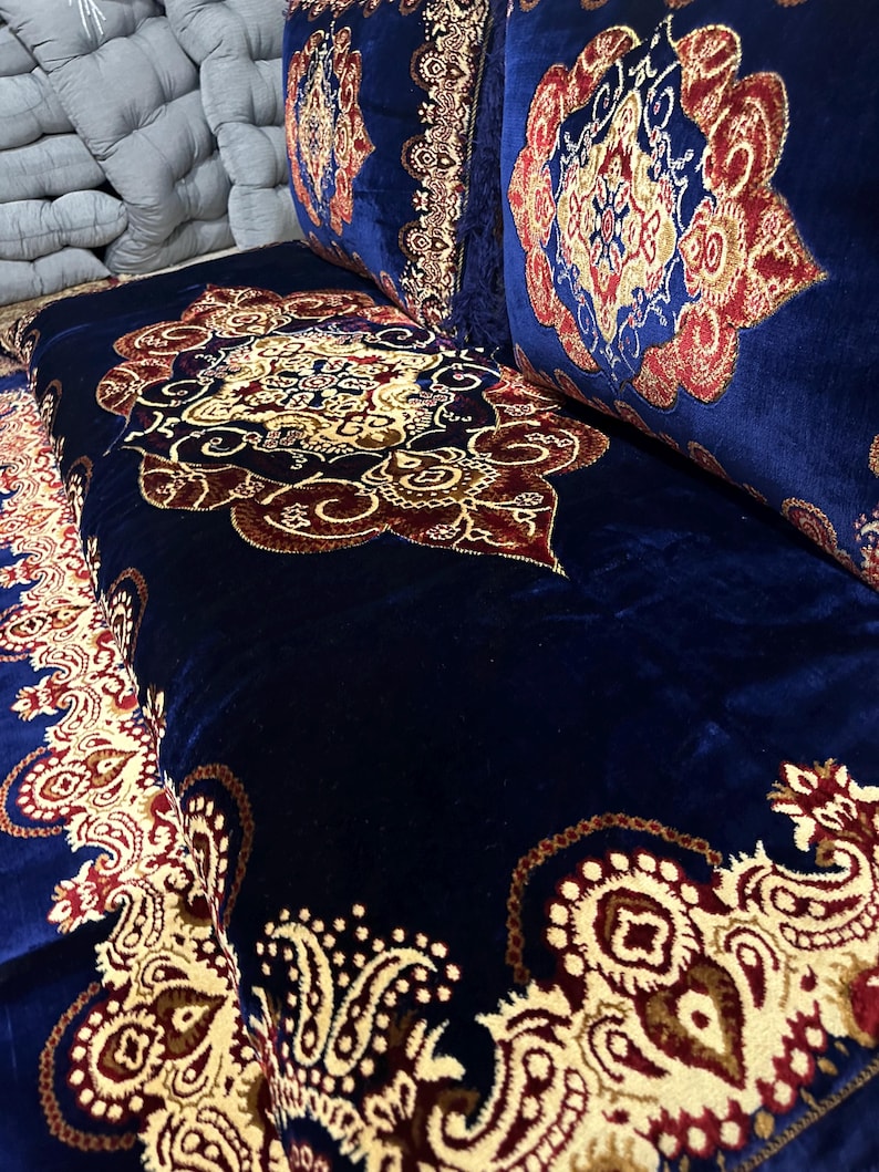 Afghan Toshak Velvet Floor Sofa Cover with Pillow Covers (3pcs) image 7