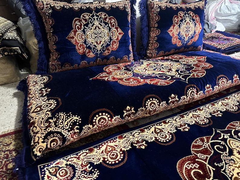 Afghan Toshak Velvet Floor Sofa Cover with Pillow Covers (3pcs) image 9