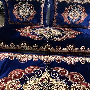 Afghan Toshak Velvet Floor Sofa Cover with Pillow Covers (3pcs) image 2