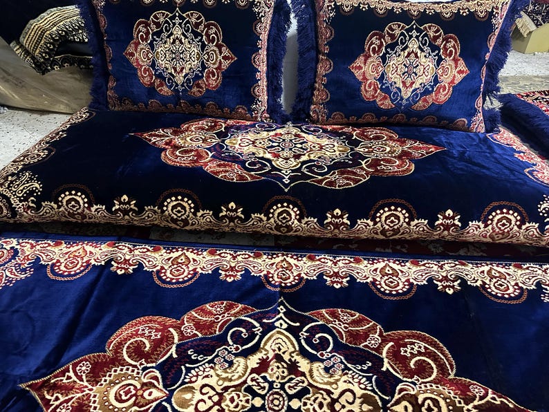 Afghan Toshak Velvet Floor Sofa Cover with Pillow Covers (3pcs) image 2