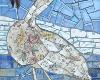 Original Bird Mosaic - Picassiette mosaic  - Bird Art - Funky Heron - Blue Heron Wall Hanging - Up-cycled Art - broken dish animal