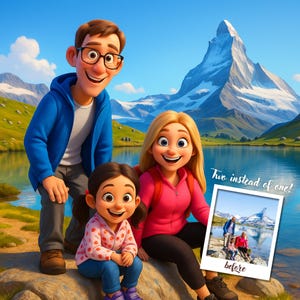 SAME DAY DELIVERY Pixar Style Portrait – Custom Cartoon Drawing from Photo | Digital, Poster or Canvas | Couple, Family or Pet Gift