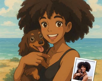 Portrait de style Ghibli à partir de la photo | Art inspiré de Miyazaki personnalisé | Cadeau unique | Illustration animée | Numérique, poster ou toile