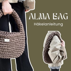 Haakpatroon Alma Tas | Moderne shopper van T-shirtgaren | Geschikt voor beginners | Stapsgewijze instructies in PDF (Duits)