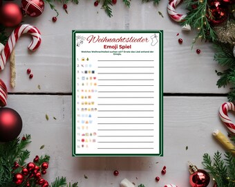 Weihnachtslieder Spiel, Lustiges Weihnachtsspiel, Weihnachten Familienaktivität, Weihnachtsfeier Spiel Kinder und Erwachsene, gra świąteczna