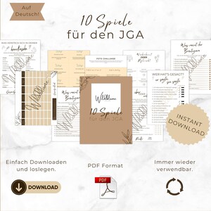 JGA Spiele Set für Frauen, 10 JGA Spiele, Junggesellinnenabschied Spiel, Brautparty, Vorlage in DIN A4