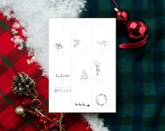 Weihnachtsgeschenk-Anhänger – Vintage-Illustration
