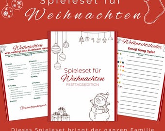 Weihnachten Spiel, 8 Familienspiele, Familien Party Spiel, druckbares Weihnachtsfeier Spiel deutsch, Lustiges Weihnachtsspiel en PDF