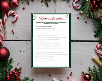 Weihnachten Quiz Spiel, Rätselspiel für Weihnachten, Weihnachten Familienaktivität, Weihnachtsfeier Spiel Kinder und Erwachsene, Navidad