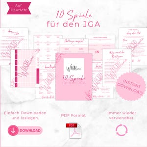 JGA Spiele Set für Frauen, 10 JGA Spiele, Junggesellinnenabschied Spiel, Brautparty, Vorlage in DIN A4