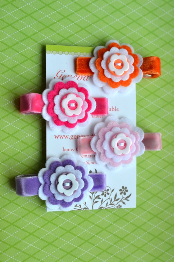 Flower Floral Velvet Hair Clips 3 Different Sets Camellia Hair Clips & Claws 3-Piece Set main image 4
