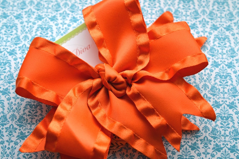 Orange Double Ruffle XL Diva Bow image 1