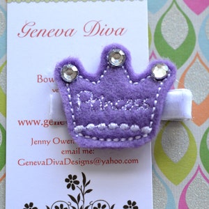 Purple Princess Crown Embroidered Felt Hairclip