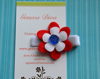 M2M 4th of July Jeweled Felt Flower Clip