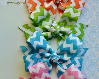 Linen Chevron Set of 4 Classic Diva Bows