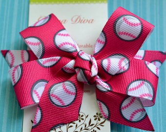 Dark Pink Baseball/softball Classic Diva Bow