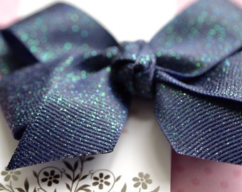 Navy Blue Fairy Dust Classic Diva Bow