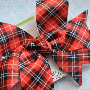 CC3 - Red and Black Tartan Plaid XL Diva Bow