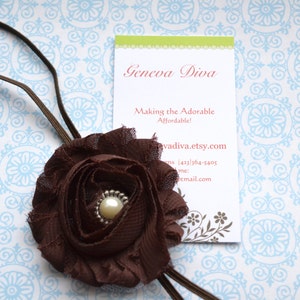 N2- Chocolate Brown Shabby Chiffon Stretch Headband