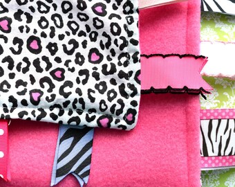 Hot Pink Cheetah Ribbon Lovey Blanket