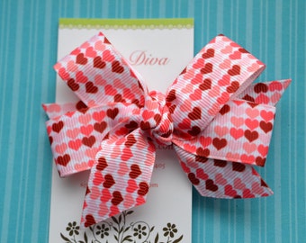 Ombre Hearts Classic Diva Bow