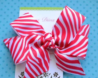 Red and White Zebra Classic Diva Bow