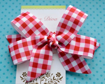 Red Gingham Classic Diva Bow