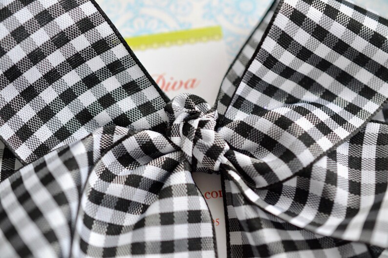 Black and White Gingham XL Diva Bow - Etsy