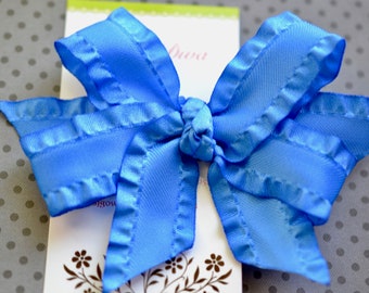 Royal Blue Double Ruffle Classic Diva Bow