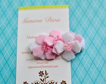 Pink Hydrangea Felt Flower Hairclip