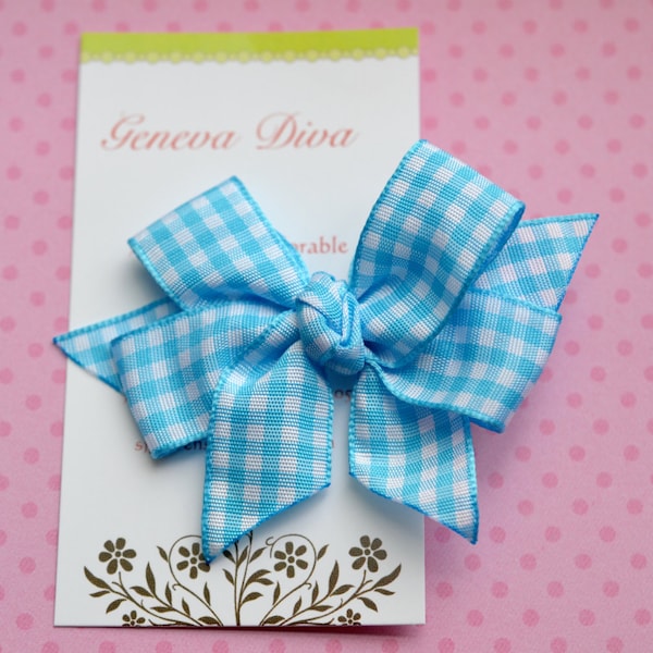 Bows Light Blue Gingham Angel Wing Bloomer Set main image 0
