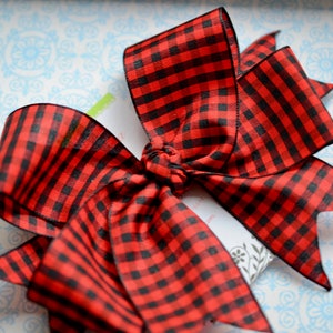 CC3 - Small Buffalo Plaid in Red and Black XL Diva Bow