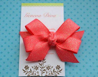 Dark Coral Fairy Dust Mini Diva Bow