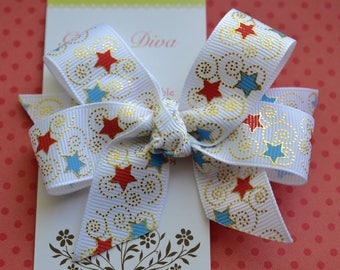 Golden Swirled Stars Classic Diva Bow