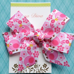 Pink Birds Classic Diva Bow image 1