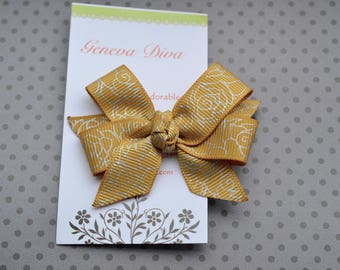 Gold with Silver Roses MINI Diva Bow