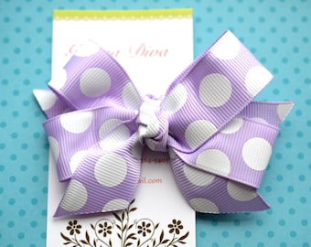 Lavender with White Dots Classic Diva Bow