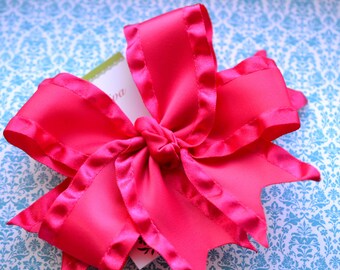 Shocking Pink Double Ruffle XL Diva Bow