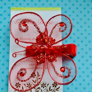 M4 - Glitz and Glam....Red Sequined Butterfly Hairclip