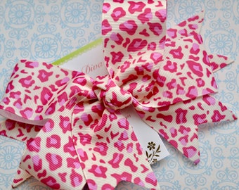 Shades of Pink Leopard XL Diva Bow