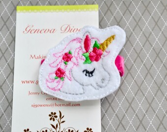 Unicorn Embroidered Felt Hairclip