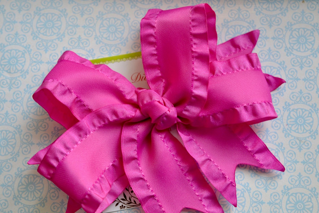 Raspberry Ruffle Retro Signs AA2 - Raspberry Pink Double Ruffle XL Diva Bow - Etsy